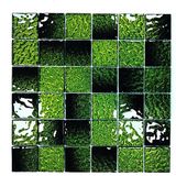 Mutfak Tezgah Arası ve Iç Mekan Kaplama ve Dekorasyon Uygulamalarında Tüm Yüzeyler Için, 48X48MM. Siyah-Yeşil Sim Efekti. 30X30CM. Fileli Kristal Mozaik. - Siyah - Yeşil