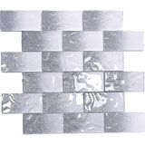Mutfak Tezgah Arası ve Iç Mekan Kaplama ve Dekorasyon Uygulamalarında Tüm Yüzeyler Için, 48X98MM. Beyaz-Gümüş Sim Efekti. 30X30CM. Fileli Kristal Mozaik. - Beyaz - Gümüş