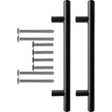Mutfak ve Banyo Dolabı Kapakları ve Çekmeceler Için Kalın Metal Kulp Mobilya Dolap Kulbu Mat Siyah 2 Adet - 128mm - Silindir
