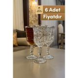 Mutfiko 6’lı Set Lüks Kristal Desenli Ayaklı Cam Bardak 150 ml – Şık Su, Meşrubat ve Kahve Sunum Bardağı