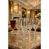 Mutfiko Ayaklı Kristal Cam Bardak 220 ml 6’lı Set – Şık Kahve Yanı ve Sunum Bardakları