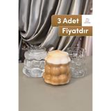 Mutfiko Borosilikat Cam Bardak 420 ml 3’lü Set – Bubble Tasarım Kahve, Su ve İçecek Bardağı