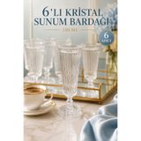 Mutfiko Çizgili Sunum Bardağı 130 ML 6’lı Ayaklı Cam Bardak Şık Kahve Yanı Bardak Seti