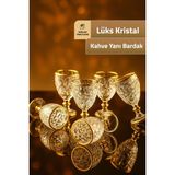 Mutfiko Kahve Yanı Bardağı Altın Yaldızlı Kristal Tasarım Premium 6’lı Set - 6 Adet