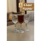Mutfiko Kristal Desenli Şık 150 ml Ayaklı Cam Bardak – 6’lı Set | Su, Meşrubat, Tatlı Sunum Bardağı