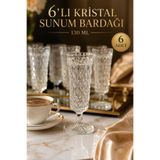 Mutfiko Kristal Sunum Bardağı 130 ML 6’lı Ayaklı Cam Bardak Şık Kahve Yanı Bardak Seti