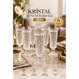 Mutfiko Kristal Sunum Bardağı 130 ML 6’lı Ayaklı Cam Bardak Şık Kahve Yanı Bardak Seti
