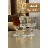 Mutfiko Lüks Kristal Desenli Ayaklı Cam Bardak 80 ml (6’lı Set) – Şerbet, Likör ve Özel Sunum Bardağı