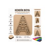 Mutif Kendin Boya A Harfi Mandala Boyama Kiti | Katmanlı Oluklu Mukavva Dekoratif Hobi Ürünü 15x15 cm