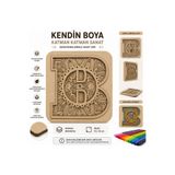 Mutif Kendin Boya B Harfi Mandala Boyama Kiti | Katmanlı Oluklu Mukavva Dekoratif Hobi Ürünü 15x15 cm
