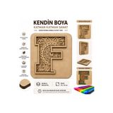 Mutif Kendin Boya F Harfi Mandala Boyama Kiti | Katmanlı Oluklu Mukavva Dekoratif Hobi Ürünü 15x15 cm