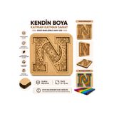 Mutif Kendin Boya N Harfi Mandala Boyama Kiti | Katmanlı Oluklu Mukavva Dekoratif Hobi Ürünü 15x15 cm