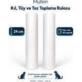 Mutkin 24 cm 2 ADET Yapışkanlı Kıl Tüy ve Toz Toplama Yedek Rulosu 60 Yaprak Kedi Köpek Tüy Temizleyici - Beyaz