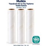 Mutkin 3’lü Yapışkanlı Kıl Tüy Toz Toplama Yedek Rulosu 24 cm 180 Yaprak Kedi Köpek Tüy Temizleyici - Beyaz