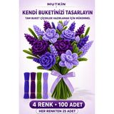 Mutkin 4 Renk Şönil Tel Seti 100 Adet 30 cm Yoğun Tüylü Esnek Buket Çiçek ve Hobi Çubuğu - 1 Adet