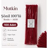 Mutkin A030 Şönil Tel Bordo 100 Adet 30 cm Yoğun Tüylü Hobi Çubuğu El İşi ve Okul Etkinlik Malzemesi