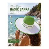 Mutkin Kadın Geniş Kenarlı Hasır Şapka Çift Renkli Yazlık Plaj Tatil ve Güneş Şapkası