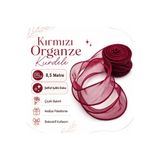 Mutkin Kırmızı Bordo Organze Kurdele 8,5 m Şeffaf Işıltılı Kurdela Hediye Paketi Çiçek Buketi Düğün Süsleme