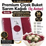 Mutkin Premium Çiçek Buket Sarım Kağıdı İç Astar – Bordo – Su Geçirmez – 28x28 cm – 36 Adet