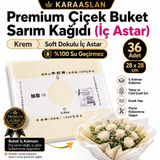 Mutkin Premium Çiçek Buket Sarım Kağıdı İç Astar – Krem – Su Geçirmez – 28x28 cm – 36 Adet