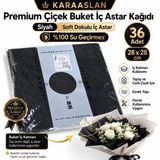 Mutkin Premium Çiçek Buket Sarım Kağıdı İç Astar – Siyah – Su Geçirmez – 28x28 cm – 36 Adet