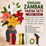 Mutkin Şönilden Zambak Yapım Seti 4 Renk Tam Set Vazo Silikon Tabancası Yeşil Tel ve Çiçek Bandı Dahil Dıy Çiçek Buketi Hobi Seti