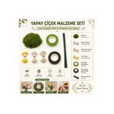 Mutkin Yapay Çiçek Malzeme Seti | 30 cm Çiçek Teli, Çiçek Bandı, Yapay Yosun, Erik Tomurcuğu, Tohumlu DIY Buket Yapım Kiti