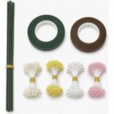 Mutkin Yapay Çiçek Yapım Seti – Çiçek Tohumu,(Ercik) 30 Mt Yeşil Floral Tape, 30 Mt Kahverengi Floral Tape ve 10 Adet 30 cm Çiçek Teli