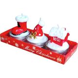 Mutlu Adım 3 Adet 4cm Yılbaşı Tealight Mum Çorap Şapka Ev - Çok Renkli