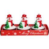 Mutlu Adım 3 Adet 4cm Yılbaşı Tealight Mum Kardan Adam Çam Ağaçlı - Çok Renkli