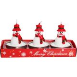 Mutlu Adım 3 Adet 4cm Yılbaşı Tealight Mum Kaşkollu Kardan Adam - Çok Renkli