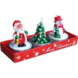 Mutlu Adım 3 Adet 4cm Yılbaşı Tealight Mum Noel Baba Çam Ağacı Kardan Adam - Çok Renkli