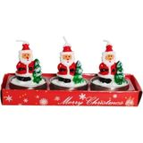 Mutlu Adım 3 Adet 4cm Yılbaşı Tealight Mum Noel Baba Çam Ağaçlı - Çok Renkli