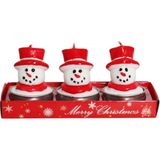 Mutlu Adım 3 Adet 4cm Yılbaşı Tealight Mum Şapkalı Kardan Adam - Çok Renkli