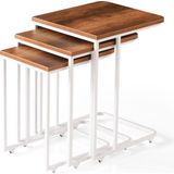 Mutlu Alışveriş Merkezi C Zigon Sehpa Mdf 3 Lü Tekerlekli Servis Sehpası - BAROK CEVİZ/BEYAZ AYAKLI