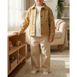 Mutlu Bebe erkek Çocuk Bej/hardal Gabardin Ceketli Bayramlık 3’lü Takım - Pantolon ve Baskılı Tişört Set - 5 Yaş