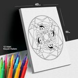 Mutlu Böcekler 40X50 Mandala Tuval Boyama Seti - 12'li Keçeli Kalem Ile Birlikte -