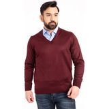 Mutlu City Erkek Ince Yün Triko Örgü Regular Baba V Yaka Kazak 5130 - Bordo