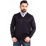 Mutlu City Erkek Ince Yün Triko Örgü Regular Baba V Yaka Kazak 5130 - S - Lacivert