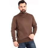 Mutlu City Erkek Ince Yün Triko Örgü Regular Kalıp Baba Yarım Balıkçı Yaka Boğazlı Kazak Bluz 5140 - XL - Kahverengi