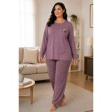 Mutlu City Kadın Orta Yaş ve Üzeri Regular Büyük Beden Esinti Kumaş Anne Pijama Takımı 4575