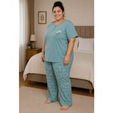 Mutlu City Kadın Orta Yaş ve Üzeri Regular Yüksek Kalite Büyük Beden Modal Kumaş Anne Pijama Takımı 15094 - Mint Yeşili - 4XL