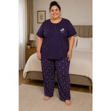 Mutlu City Kadın Orta Yaş ve Üzeri Regular Yüksek Kalite Büyük Beden Modal Kumaş Anne Pijama Takımı 15094 - Mor - 4XL