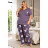 Mutlu City Kadın Orta Yaş ve Üzeri Regular Yüksek Kalite Büyük Beden Modal Kumaş Anne Pijama Takımı 15094 - Mürdüm - 5XL