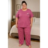 Mutlu City Kadın Orta Yaş ve Üzeri Regular Yüksek Kalite Büyük Beden Modal Kumaş Anne Pijama Takımı 15094 - Pembe - 4XL