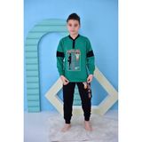 Mutlu City Yeni Sezon Erkek Çocuk Gez Garson Basketball Uzun Kollu Pamuk Penye Pijama Takımı 5060 - 7 - 8 Yaş - Yeşil