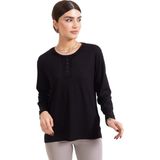 Mutlu City Yeni Sezon Kadın Orta Yaş ve Üzeri Uzun Kollu Yaka Desenli Likralı Anne Penye Bluz 6390 - Siyah - 2XL