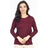 Mutlu City Yeni Sezon Sade Desen Yuvarlak Yaka Likralı Anne Penye Bluz 6484 - Vişne Çürüğü - 2XL