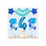 Mutlu Doğum Günü Mavi Kalp Büyük Yıldız Yaş Balon Set, Mavi4