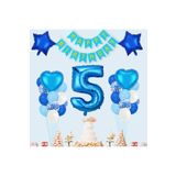 Mutlu Doğum Günü Mavi Kalp Büyük Yıldız Yaş Balon Set, Mavi5